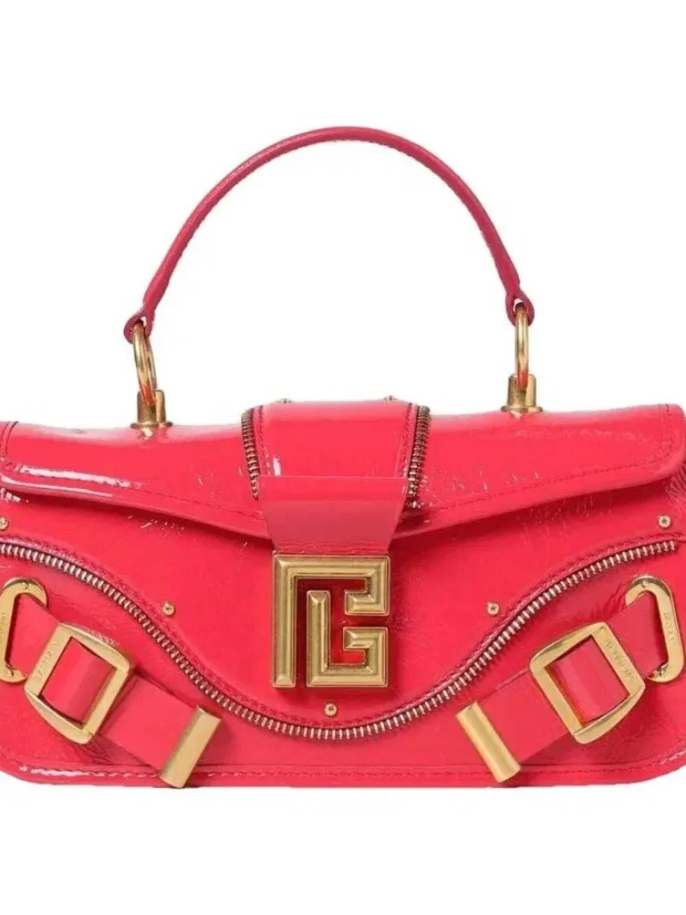 Balmain Blaze Rose Pink Patent 2-Way Baguette Bag | NWT | Rare | COA - Picture 6 of 12
